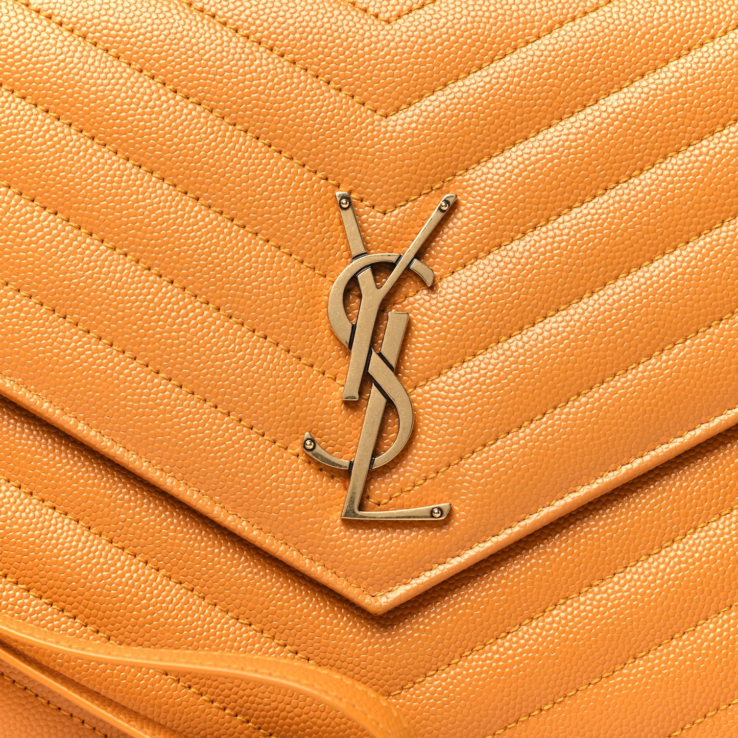Grain De Poudre Matelasse Chevron Monogram Cassandre Flap Pouch Senape Yellow