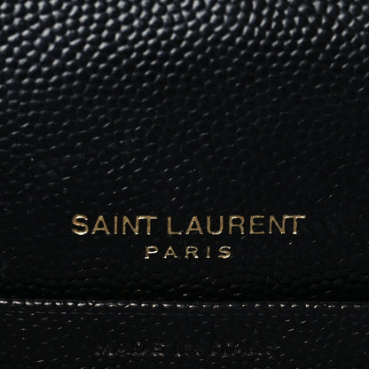 Saint Laurent Grain De Poudre Matelasse Chevron Monogram Envelope Chain Wallet Black 5 of 8