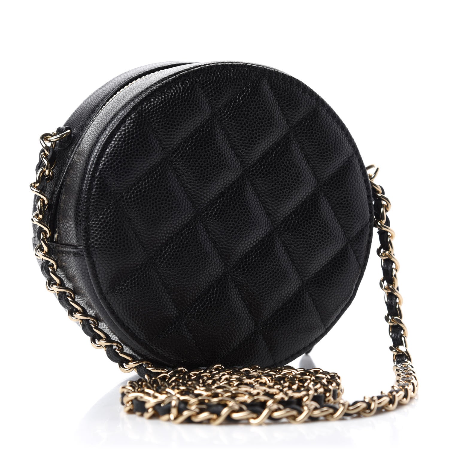 Chanel Caviar Quilted French New Wave Round Clutch With Chain Black 3 of 11