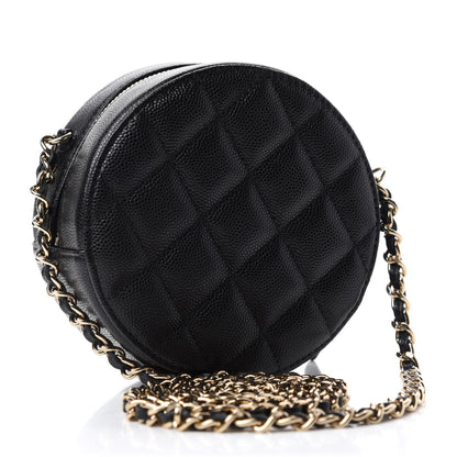 Chanel Caviar Quilted French New Wave Round Clutch With Chain Black 3 of 11