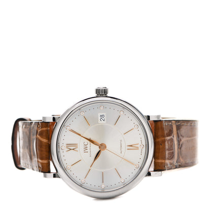 IWC Stainless Steel Crocodile Diamond 37mm Portofino Automatic Watch IW458101 2 of 5