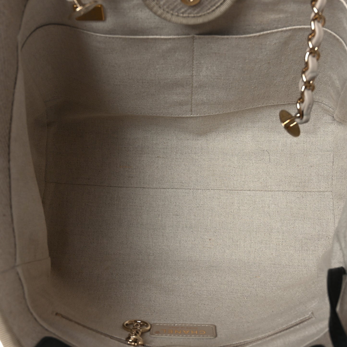 Mixed Fibers Medium Deauville Tote Beige Black