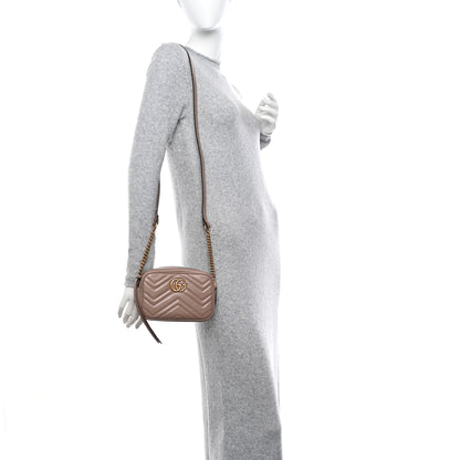 Gucci Calfskin Matelasse Mini GG Marmont Chain Shoulder Bag Porcelain Rose 2 of 12