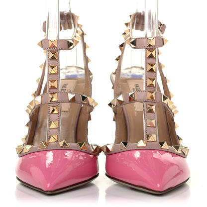 Valentino Garavani Patent Nappa Rockstud Ankle Strap 100mm Pumps 36 Fuxia Poudre 2 of 4