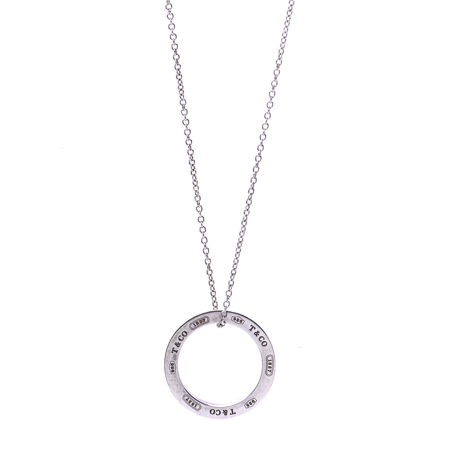 Tiffany Sterling Silver 1837 Circle Pendant Necklace 1 of 8