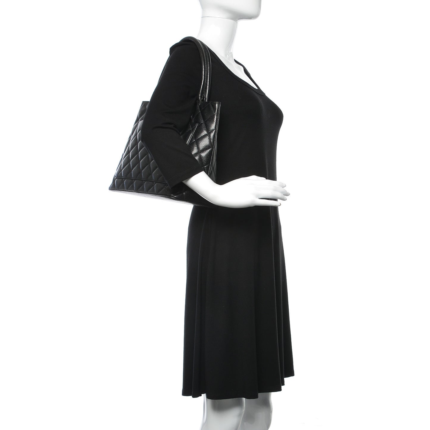 Caviar Quilted Medallion Tote Black