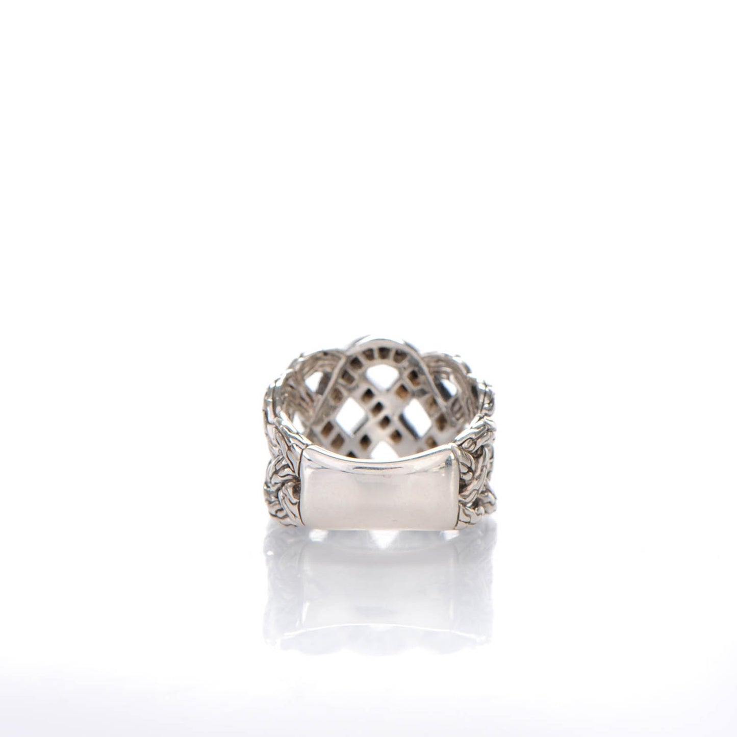 Sterling Silver Black Diamond Lava Woven Braided Ring 7