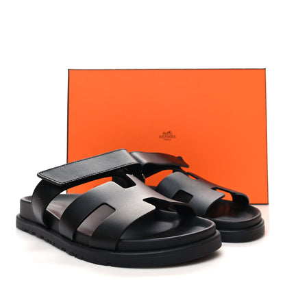 Hermes Calfskin Womens Chypre Sandals 39 Black 9 of 9