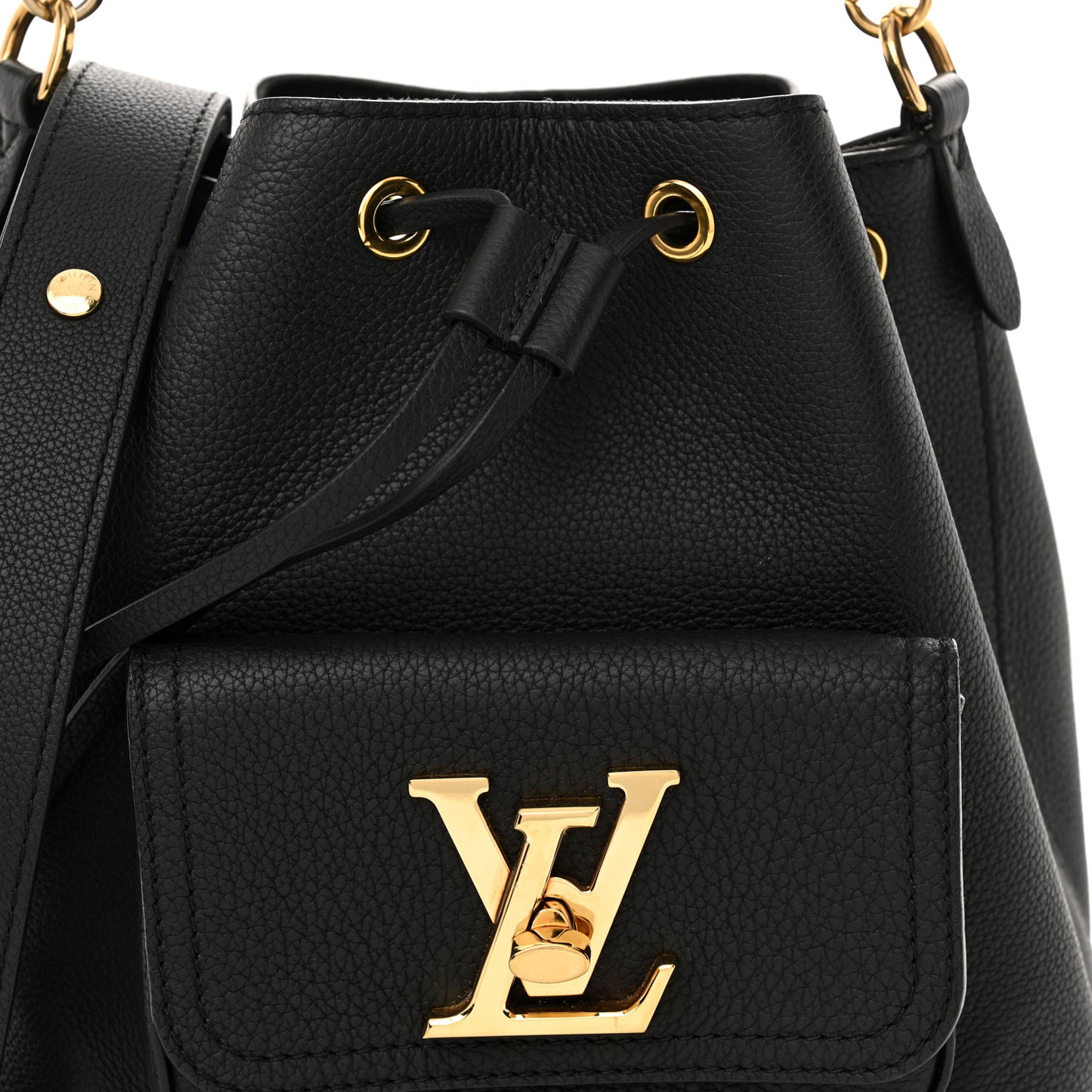 Calfskin Lockme Bucket MM Black