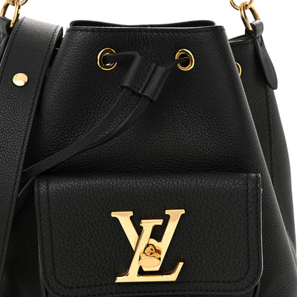 Louis Vuitton Calfskin Lockme Bucket MM Black 7 of 9