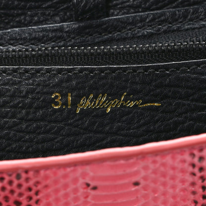3.1 Phillip Lim Textured Calfskin Elaphe Snakeskin Mini Pashli Satchel Pink Black 5 of 12