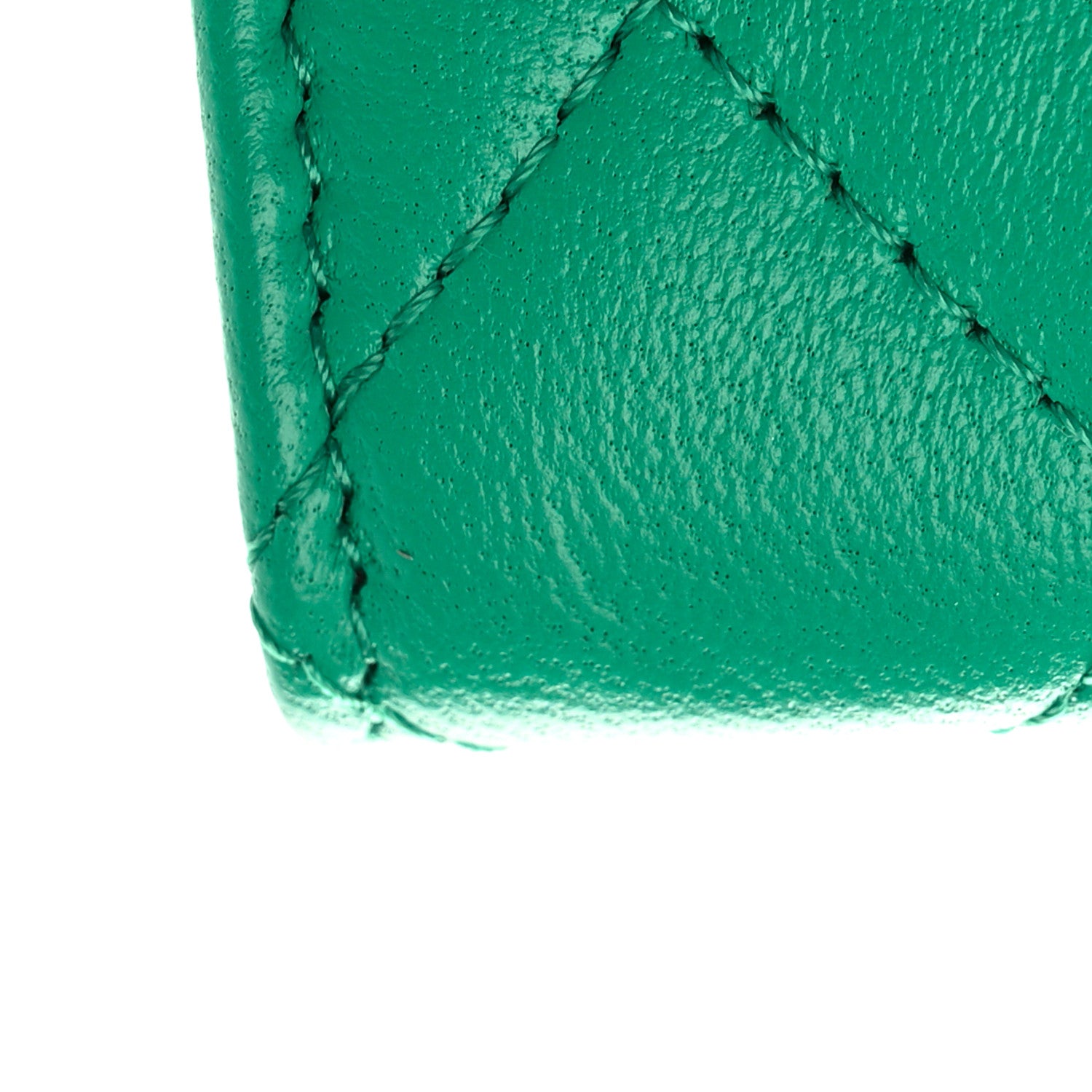 Chanel Lambskin Quilted Flap Card Holder Wallet Green 9 of 10