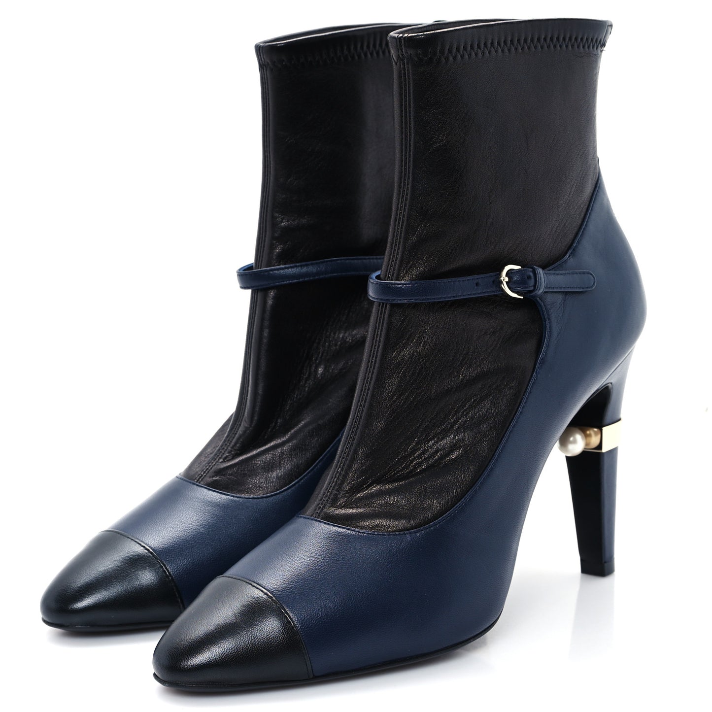 Lambskin Booties 39 Black Navy
