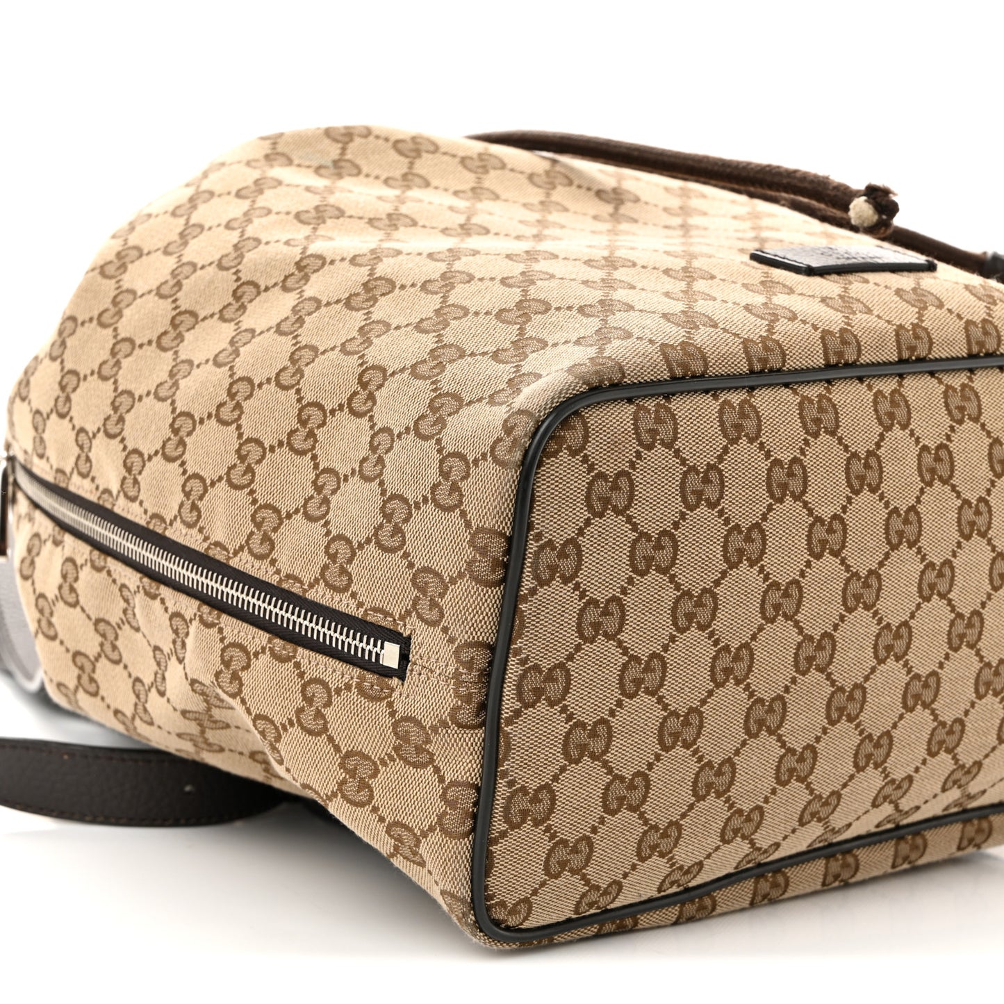 Monogram Dollar Calfskin O Drawstring Backpack Beige Ebony Testa di Moro Dark Chocolate