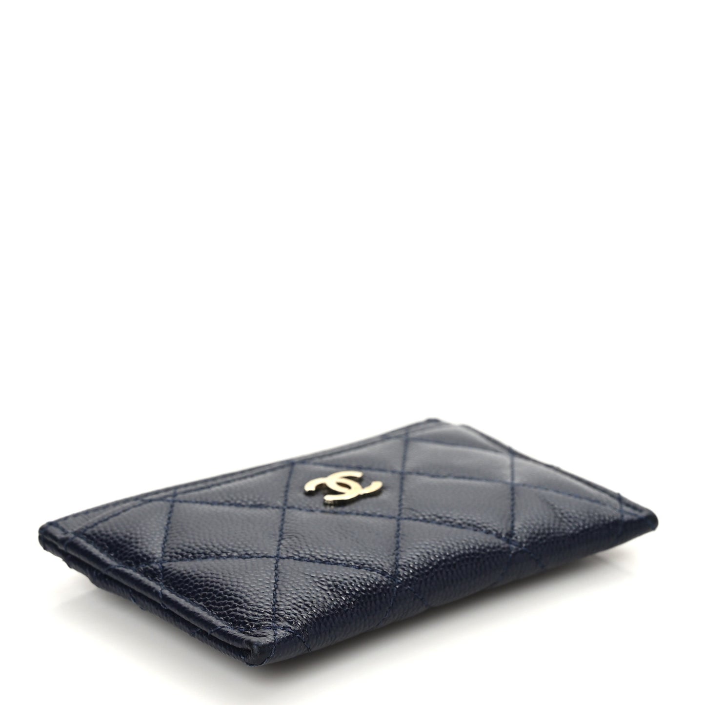 Caviar Quilted Card Holder Navy