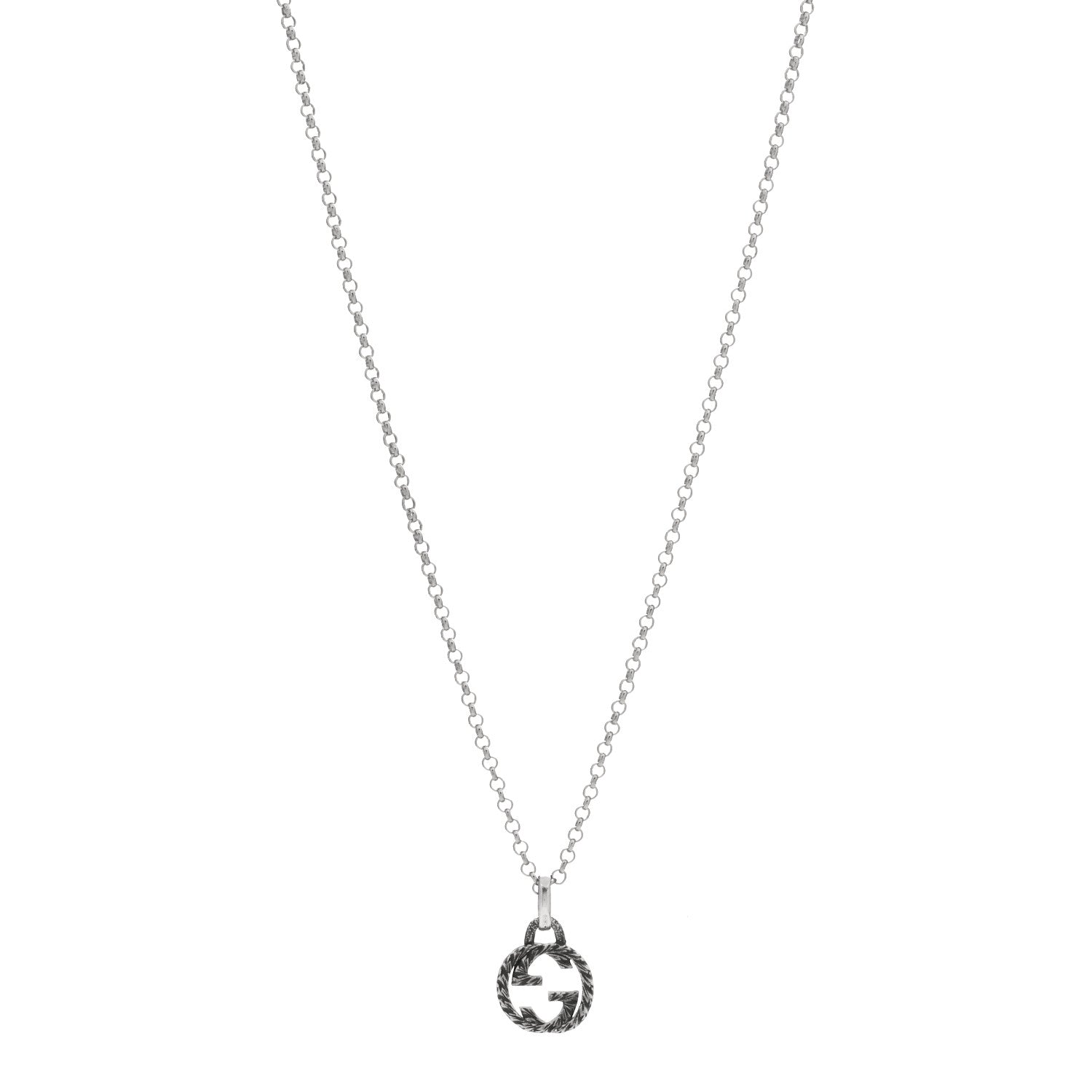 Gucci Sterling Silver Interlocking G Pendant Necklace 1 of 2