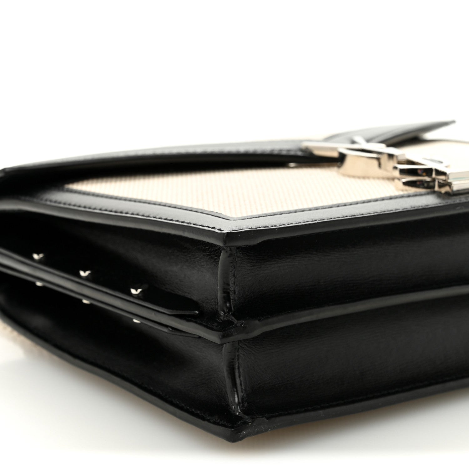 Saint Laurent Canvas Calfskin Classic Monogram Cassandra Natural Black 9 of 10