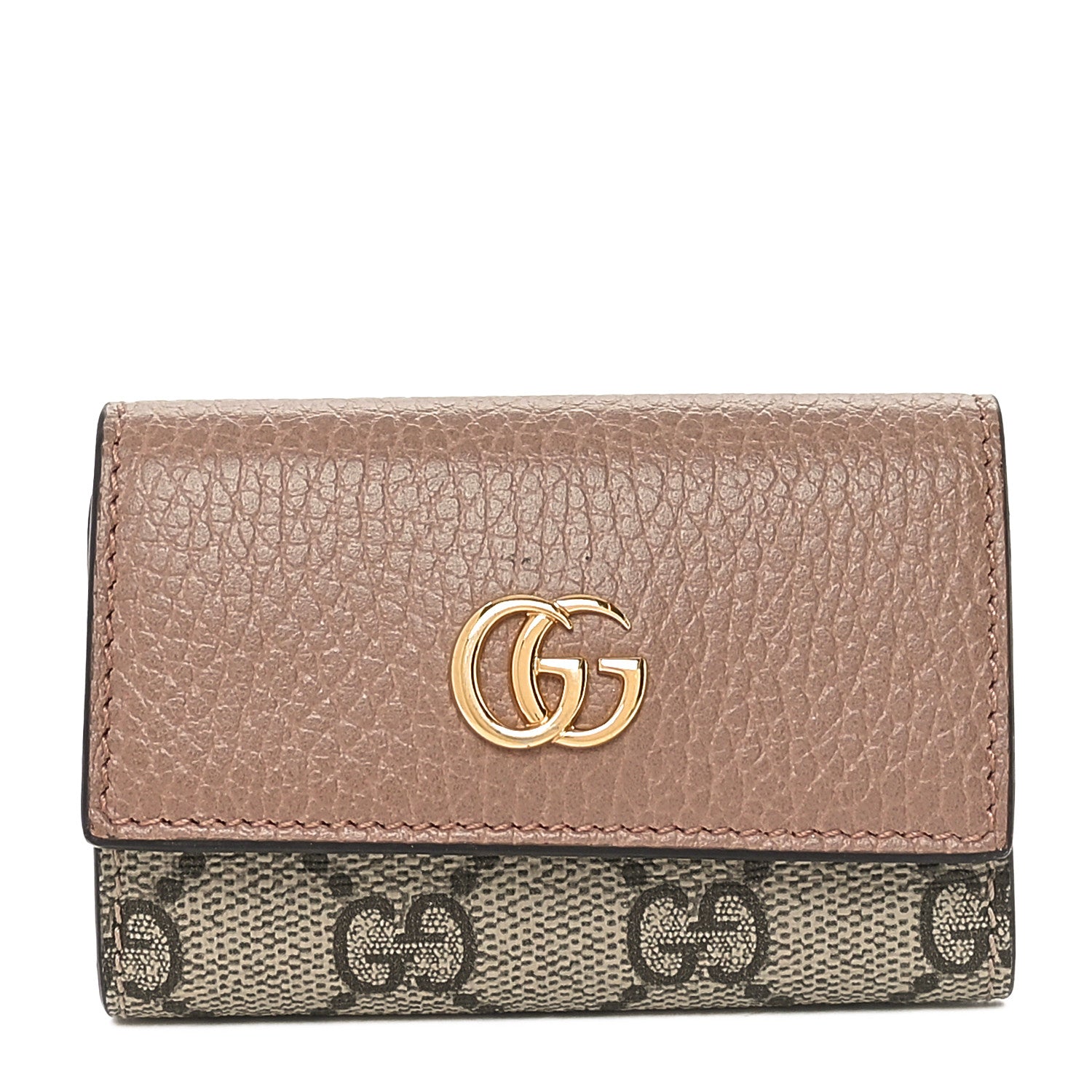 Gucci Dollar Calfskin GG Supreme Monogram GG Marmont 6 Key Holder Case Porcelain Rose Beige Ebony 1 of 7