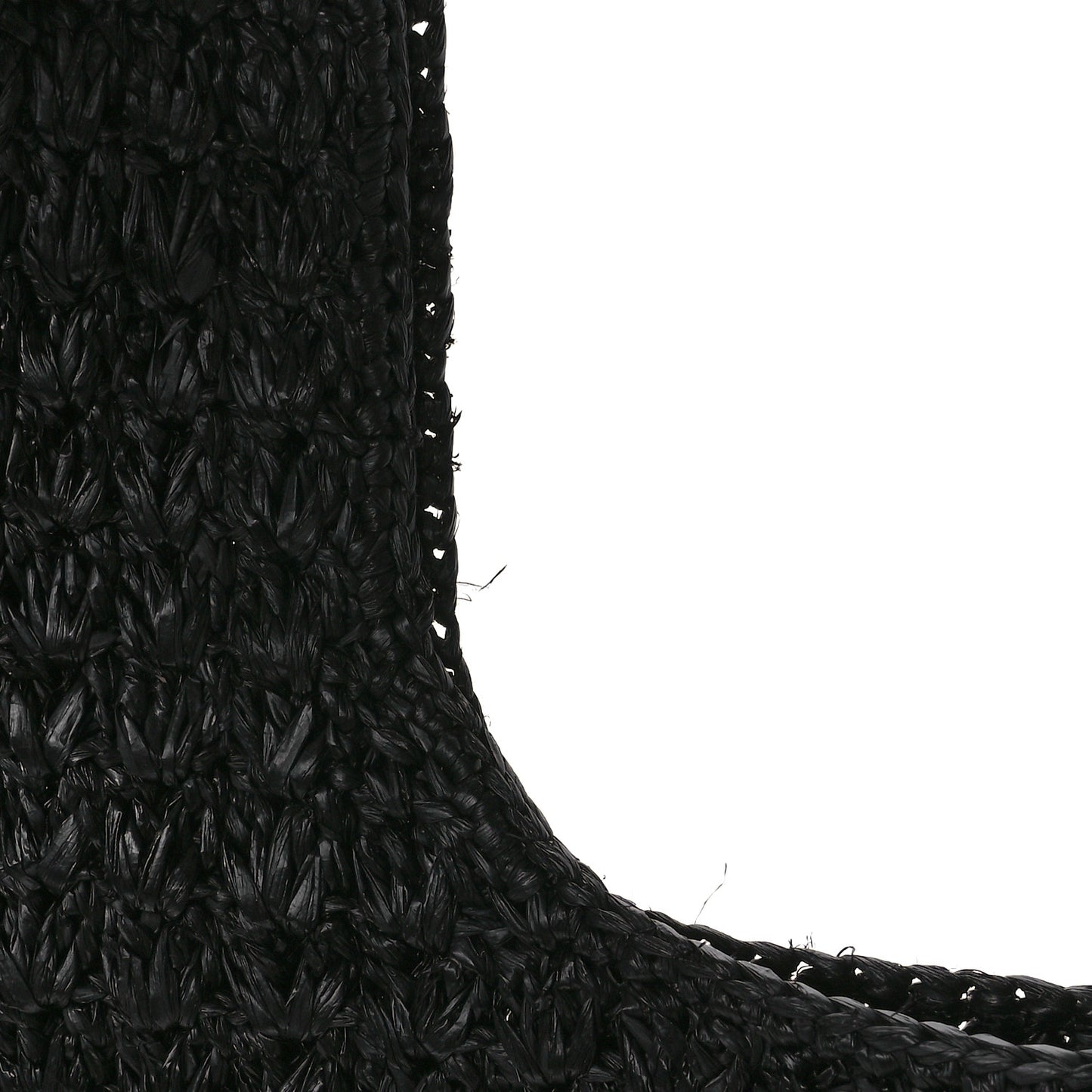 Raffia Calfskin Triomphe Panier Hobo Bag Black