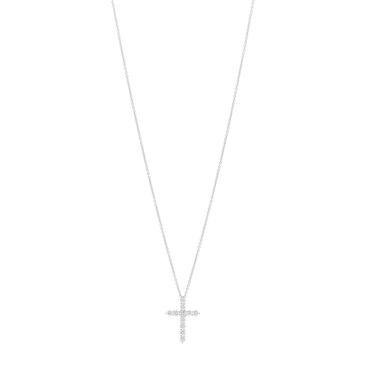 Platinum Diamond Medium Cross Pendant Necklace
