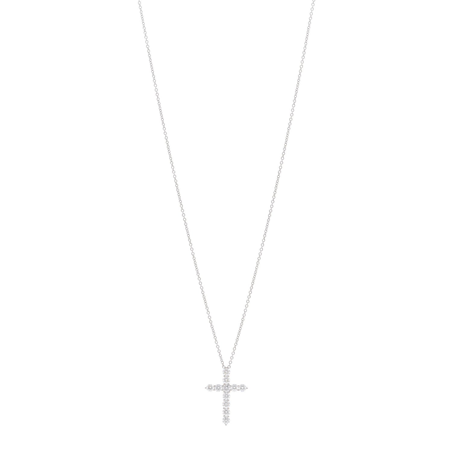 Tiffany Platinum Diamond Medium Cross Pendant Necklace 1 of 5