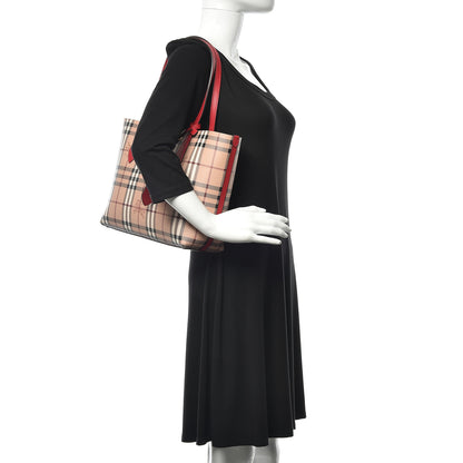Burberry Haymarket Check Small Reversible Tote Poppy Red 2 of 12