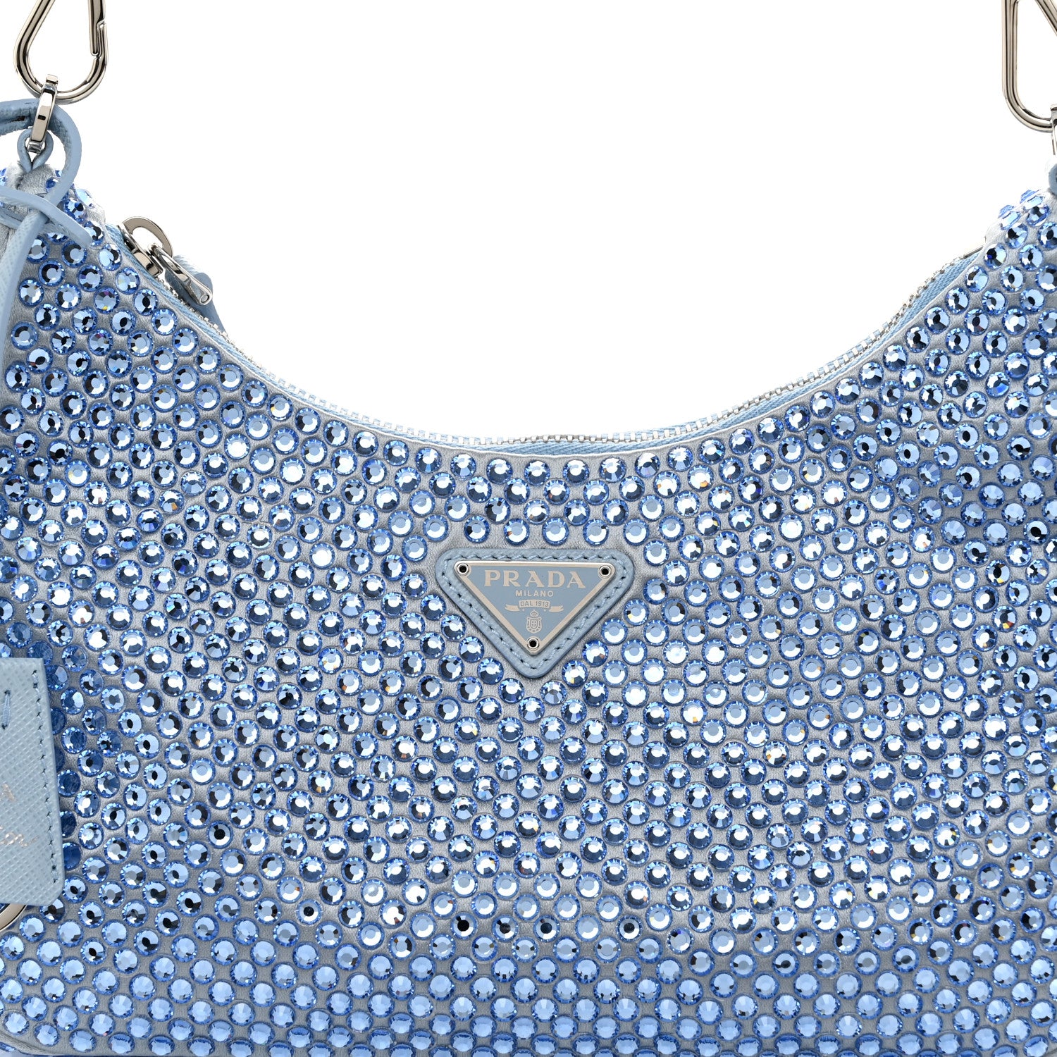 Prada Satin Crystal Re-Edition 2005 Shoulder Bag Celeste 9 of 11