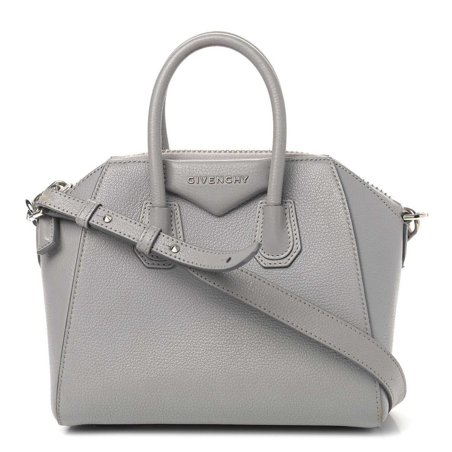 Sugar Goatskin Mini Antigona Pearl Grey