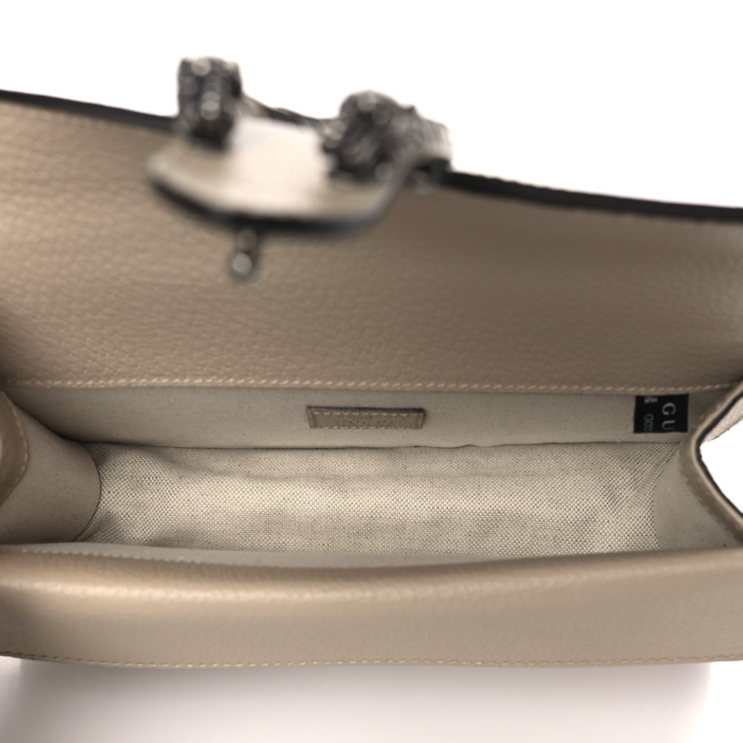 GG Supreme Monogram Textured Dollar Calfskin Small Rectangular Dionysus Shoulder Bag Beige Mystic White Oatmeal