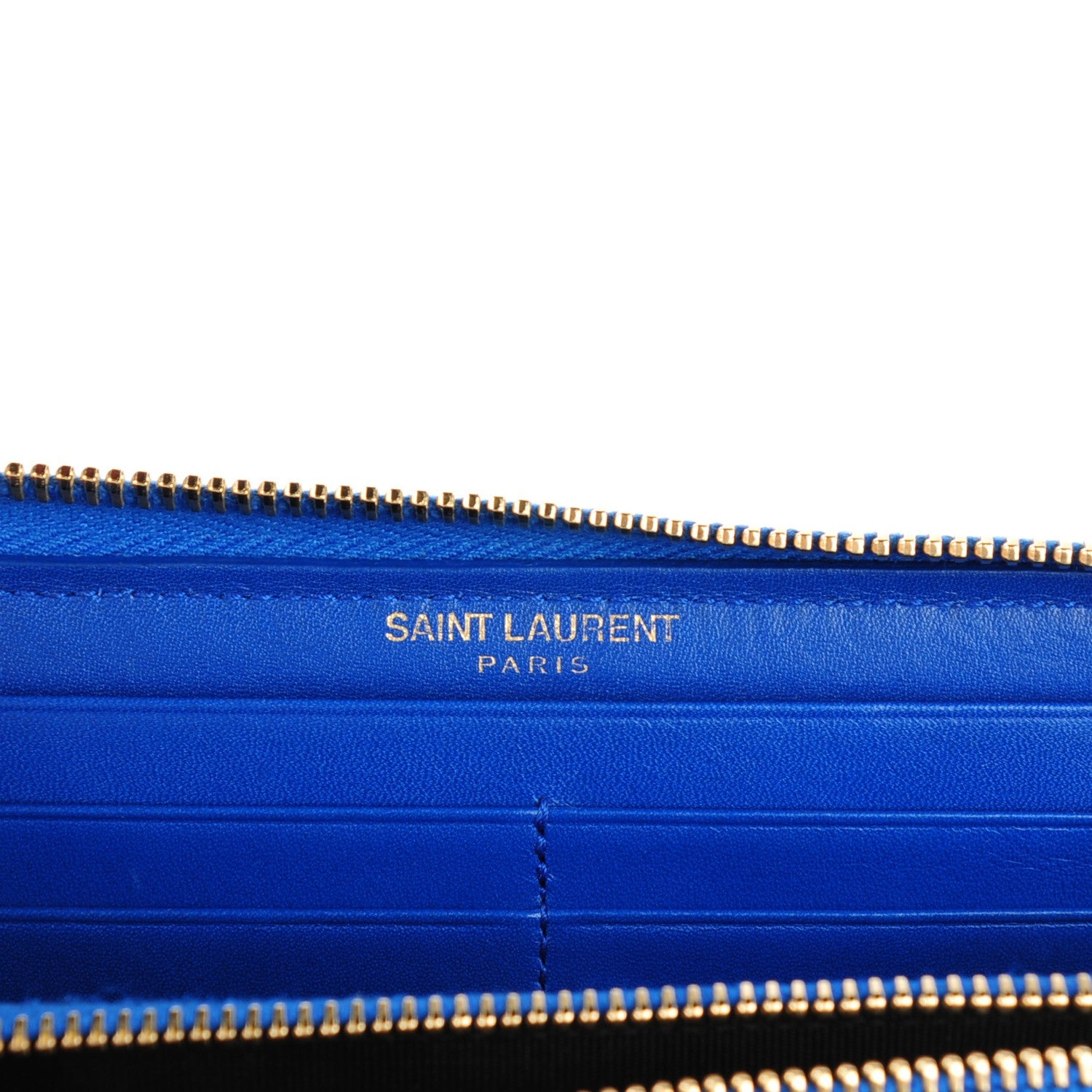Saint Laurent Grain De Poudre Classic Letters Zip Around Wallet Royal Blue 6 of 6