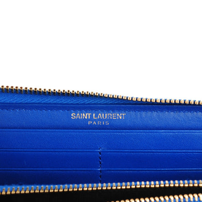 Saint Laurent Grain De Poudre Classic Letters Zip Around Wallet Royal Blue 6 of 6