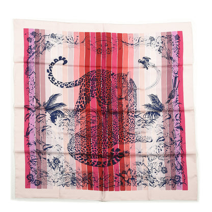 Hermes Silk Jungle Love Rainbow Scarf 90 Rose Vif Encre Rouge 1 of 3