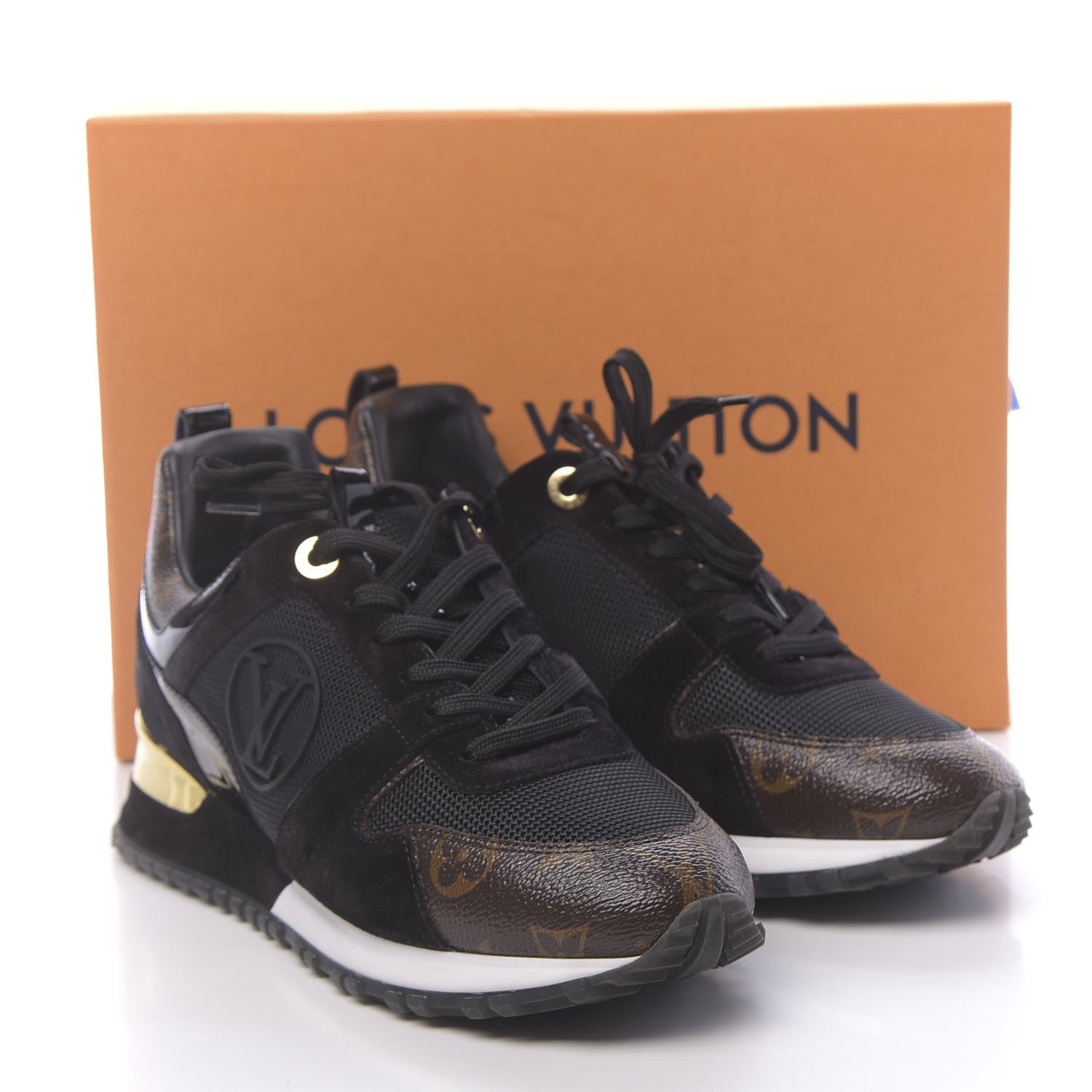 Louis Vuitton Suede Monogram Run Away Sneakers 38 Black 9 of 9