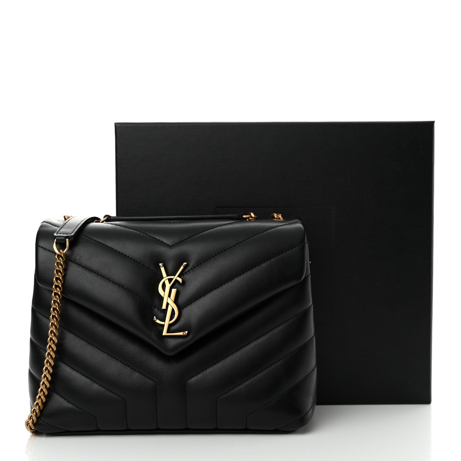 Saint Laurent Calfskin Y Quilted Monogram Small Loulou Chain Satchel Black 12 of 12