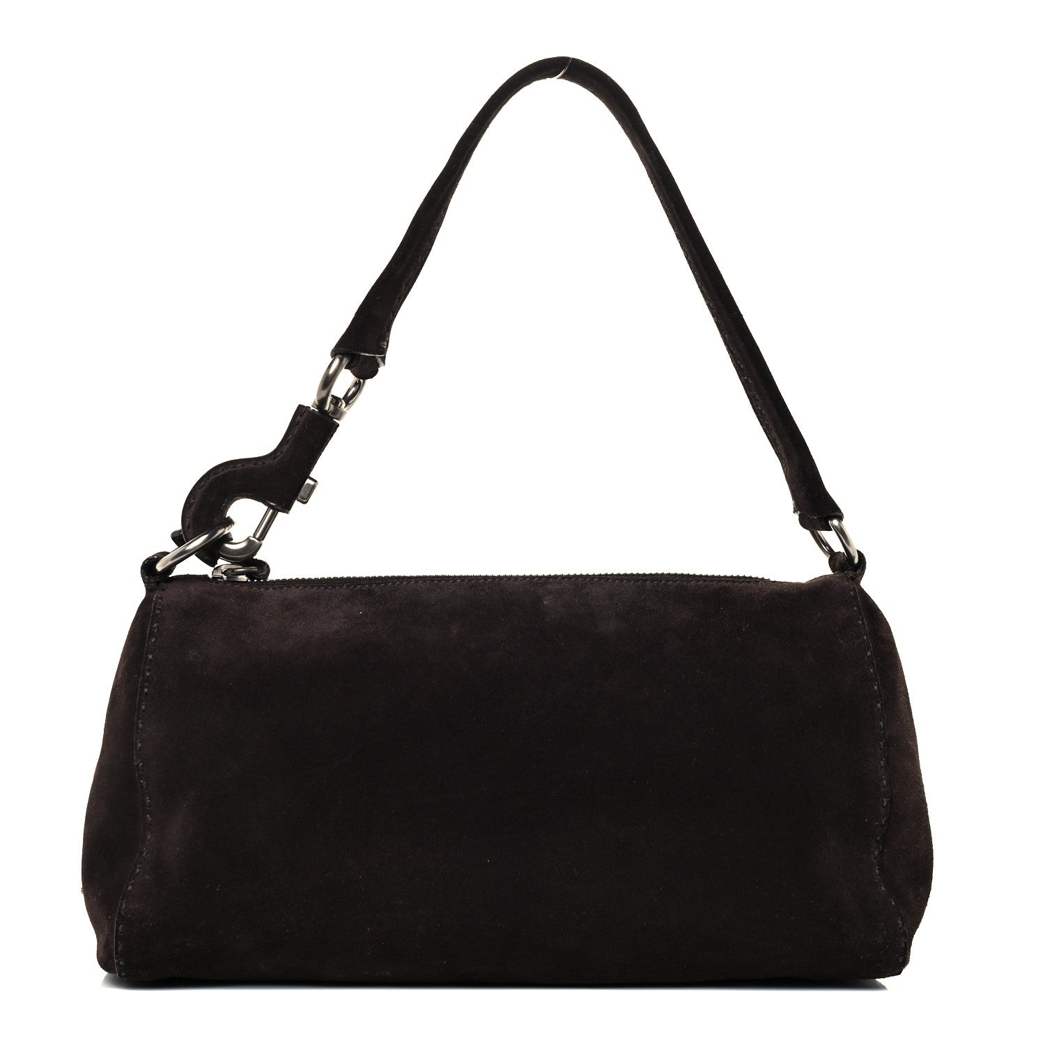 Prada Suede Shoulder Bag Dark Brown 1 of 11