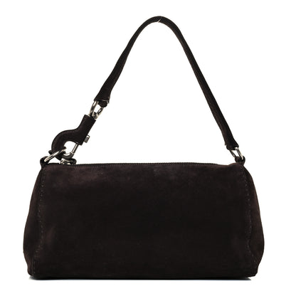 Prada Suede Shoulder Bag Dark Brown 1 of 11