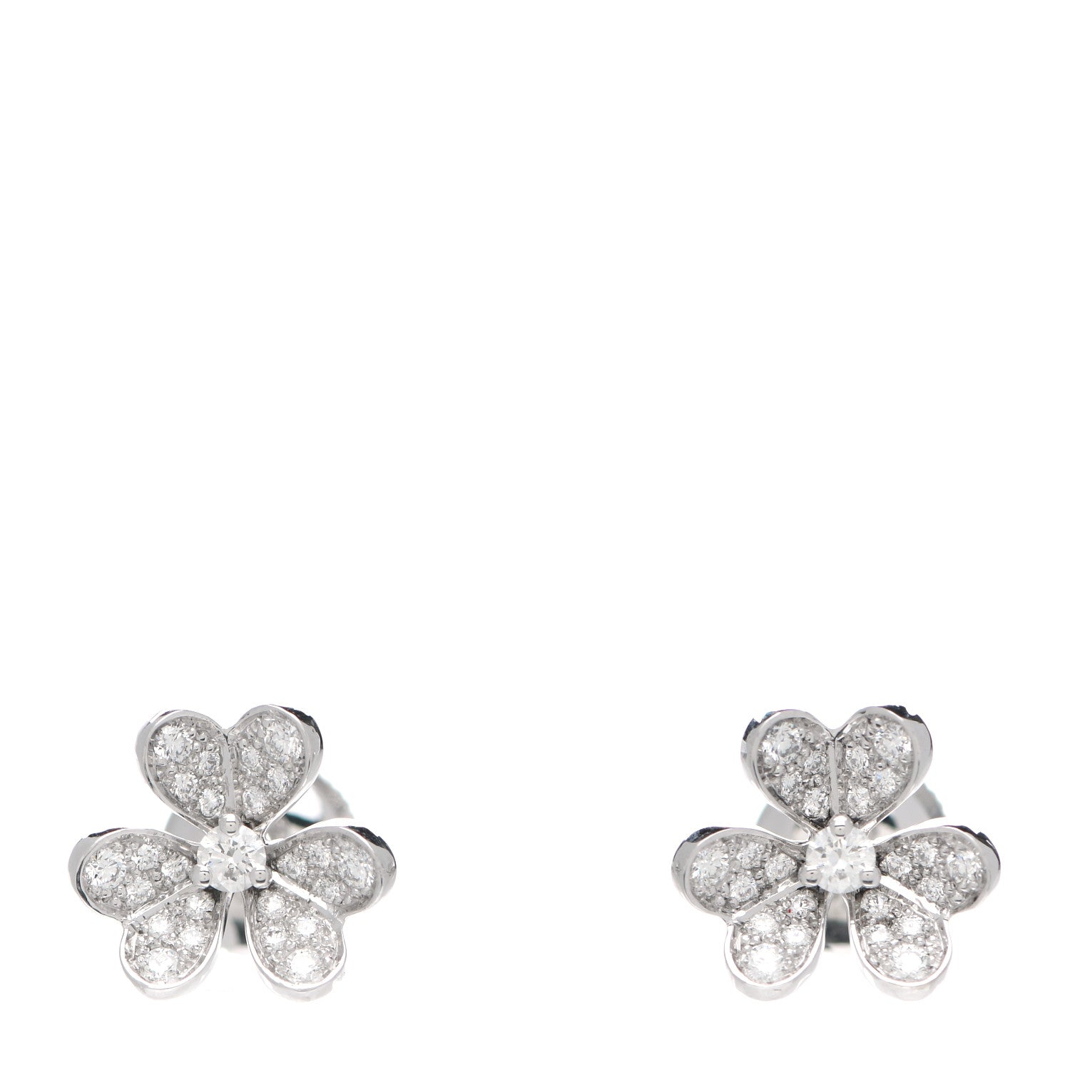 Van Cleef & Arpels 18K White Gold Diamond Mini Frivole Pave Earrings 1 of 6