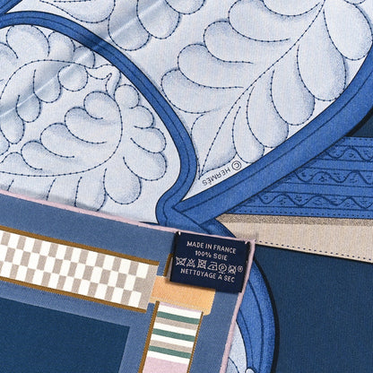 Hermes Silk Lettres Equestre Scarf 90 Bleu Ardoise Vert 3 of 3
