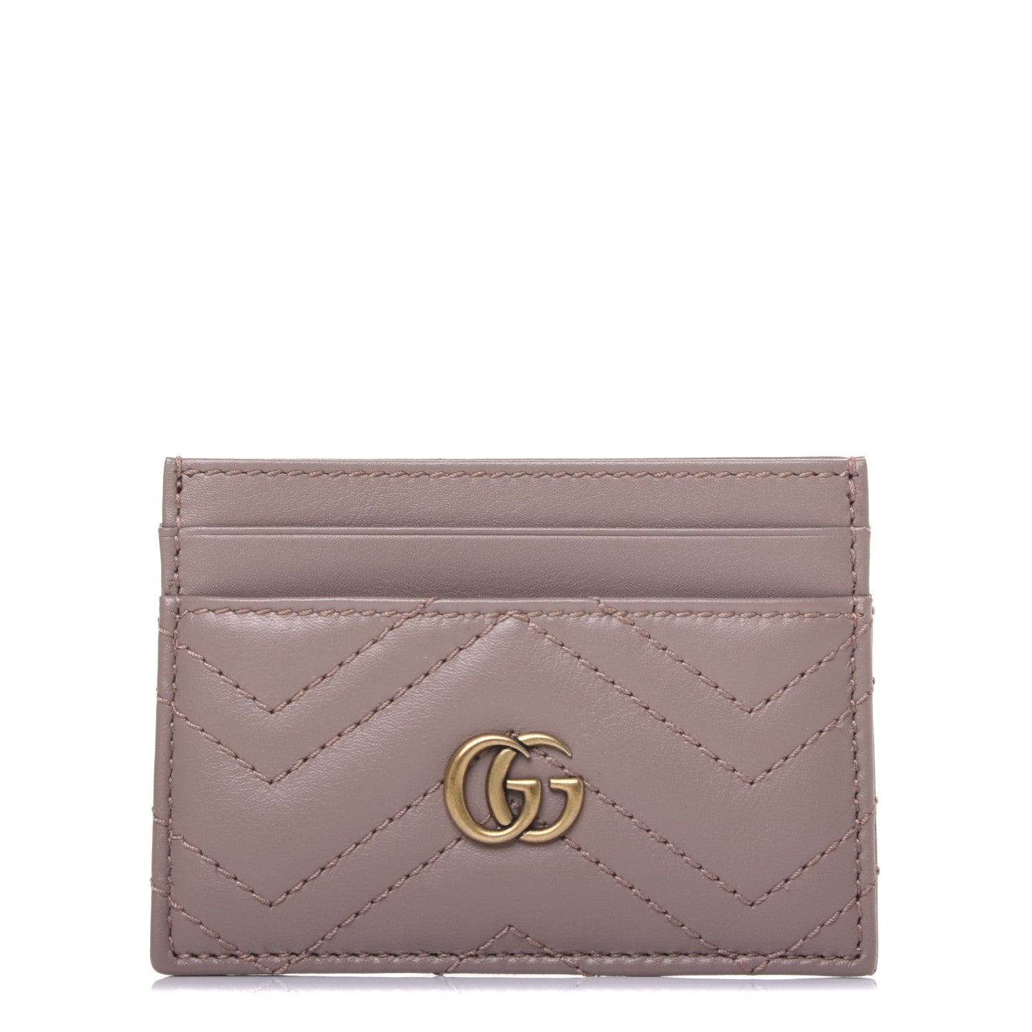 Gucci Calfskin Matelasse GG Marmont Card Holder Porcelain Rose 1 of 8