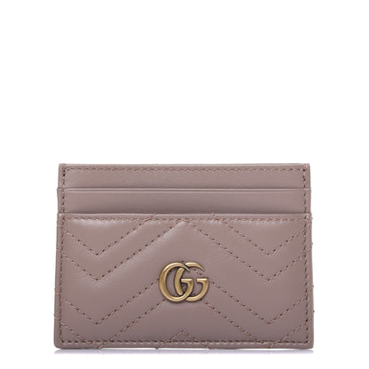 Gucci Calfskin Matelasse GG Marmont Card Holder Porcelain Rose 1 of 8