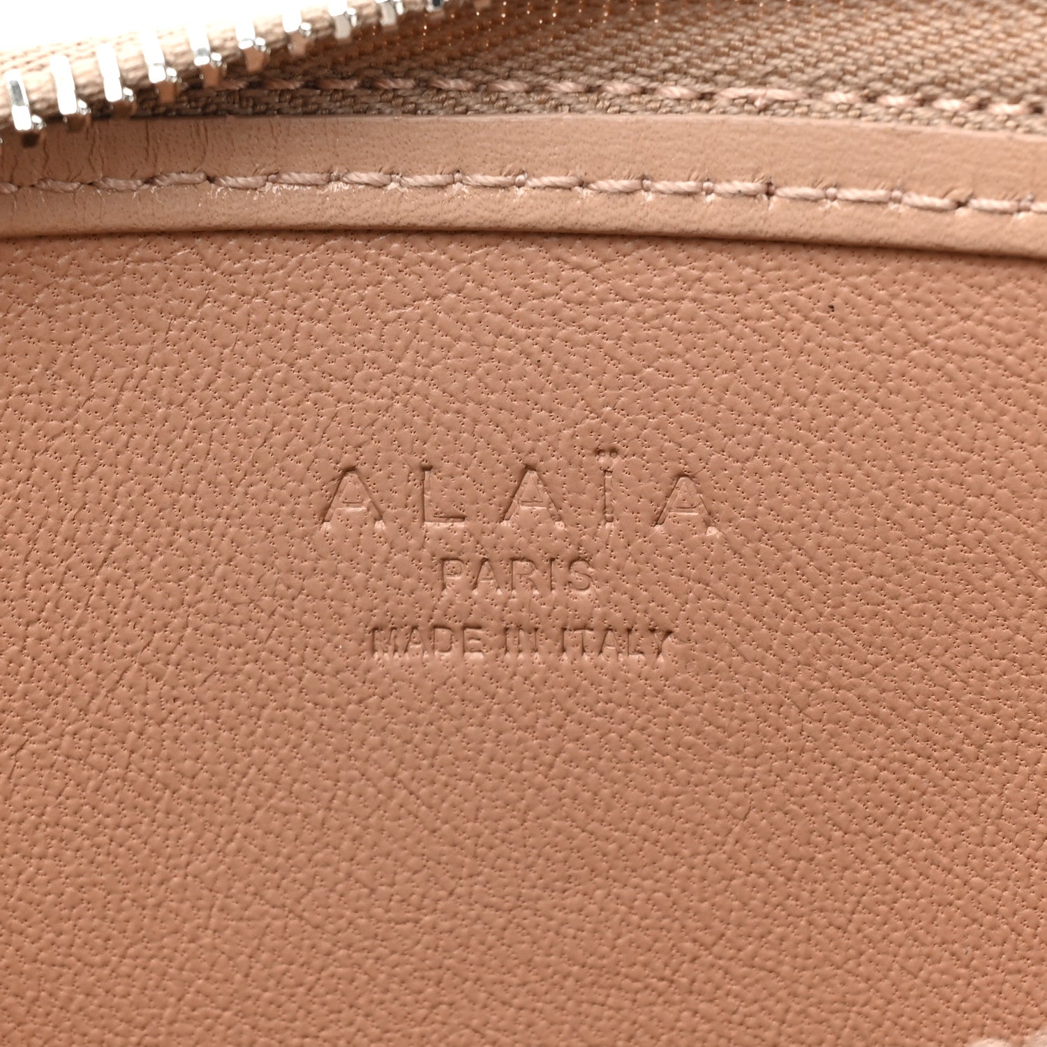 Alaia Calfskin Laser Cut Logo Pouch Sable 6 of 12