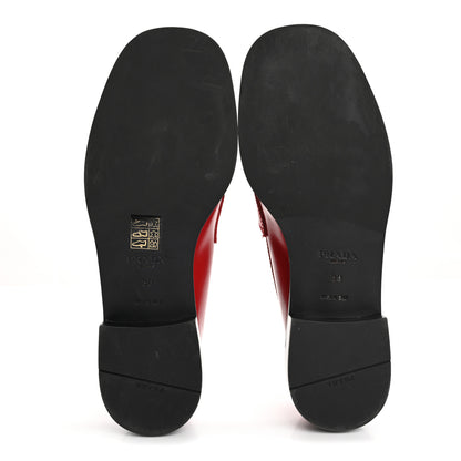 Prada Spazzolato Metal Triangle Logo 20mm Loafers 38 38 Scarlotto 6 of 18