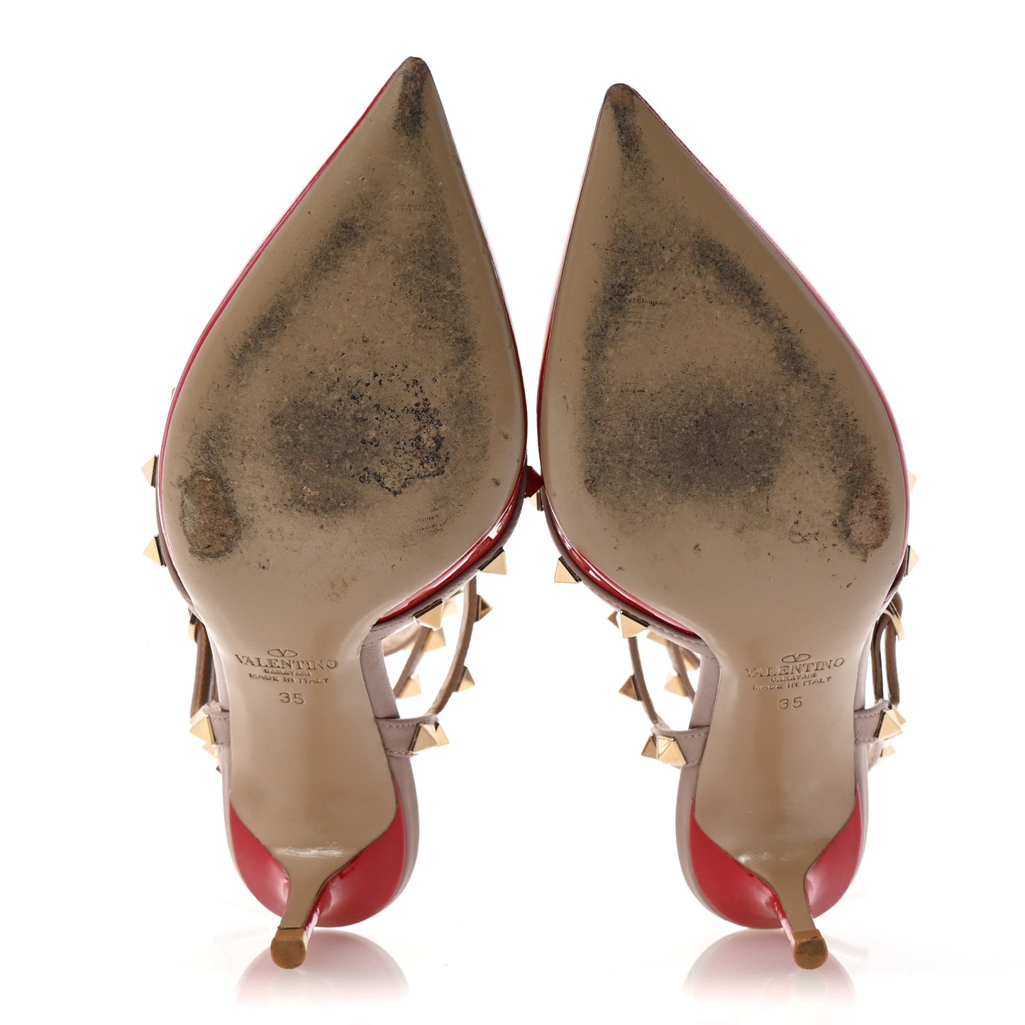 Patent Nappa Rockstud Ankle Strap 65mm Pumps 35 Rosso Valentino Poudre