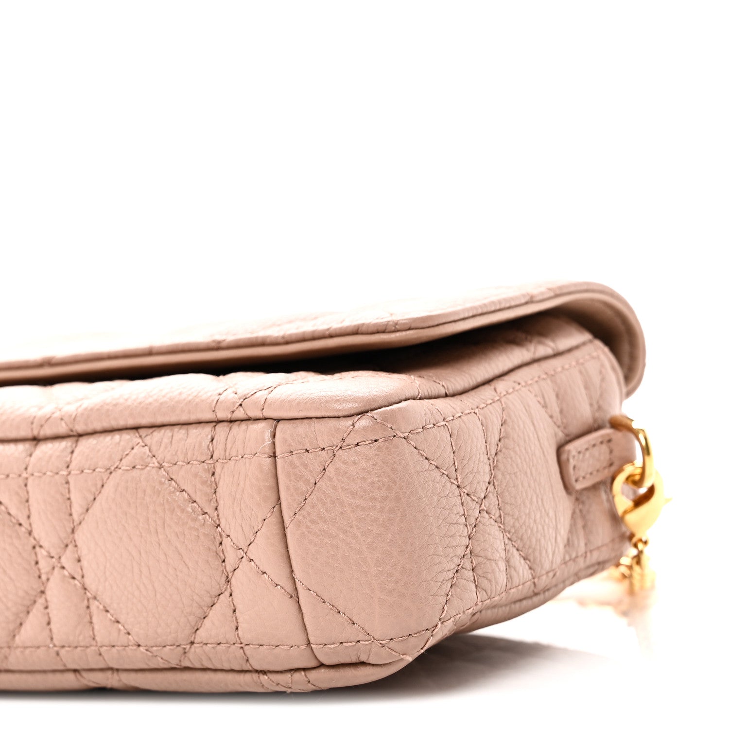 Christian Dior Supple Calfskin Cannage Caro Pouch with Chain Rose