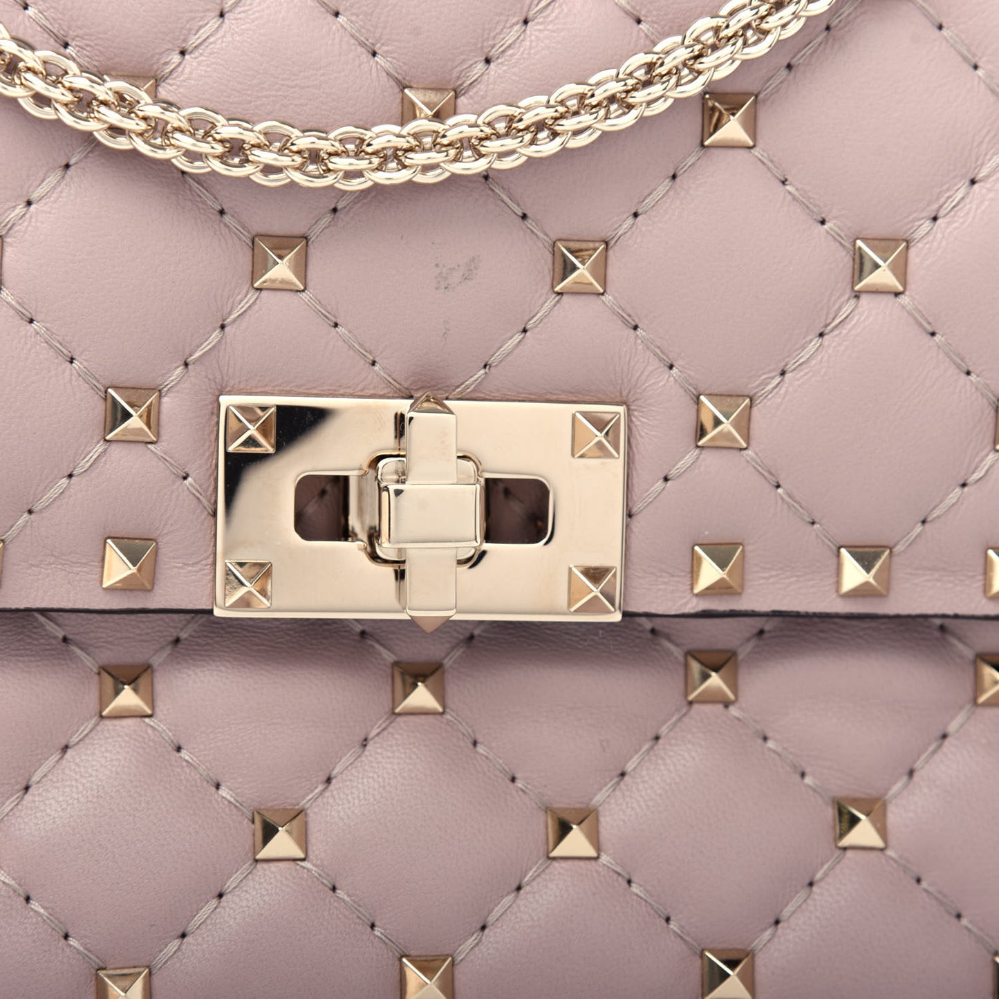 Lambskin Medium Rockstud Spike Shoulder Bag Poudre
