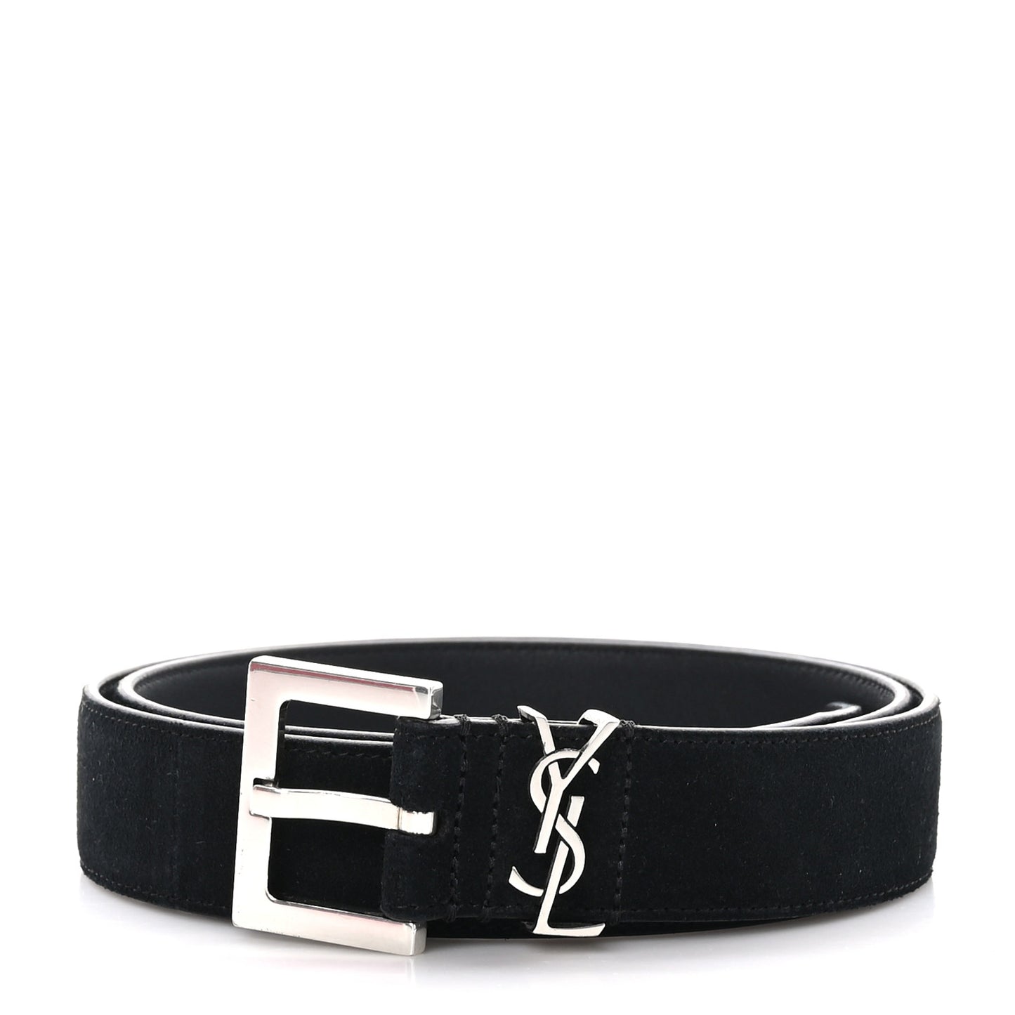 Suede Monogram Square Buckle Belt 85 34 Black