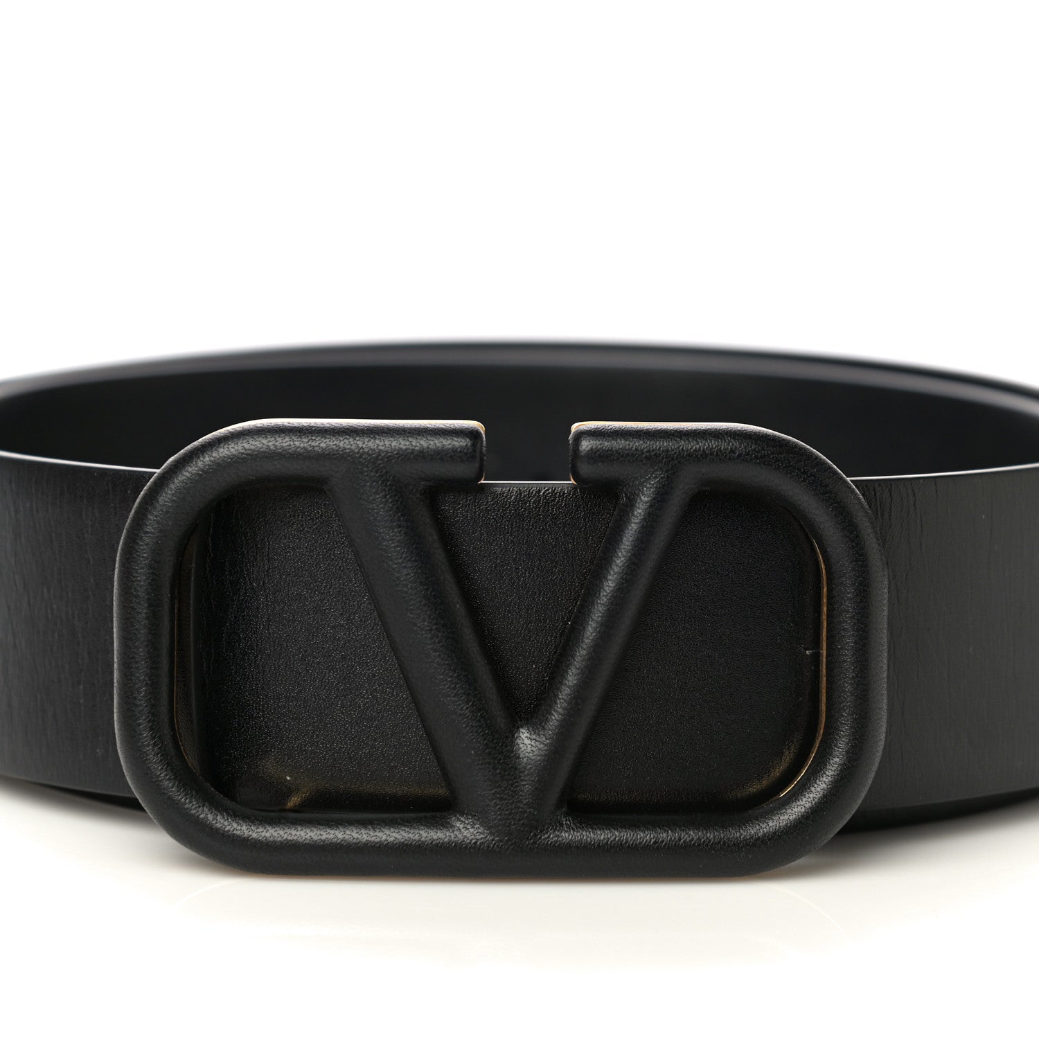 Valentino Garavani Glossy Calfskin Monochrome VLogo 40mm Belt 85 34 Black 5 of 9
