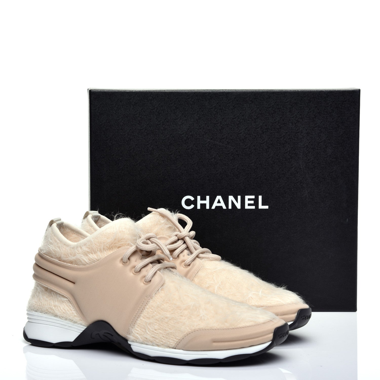 Chanel Stretched Fabric Satin CC Womens Sneakers 41 Light Beige 17 of 18