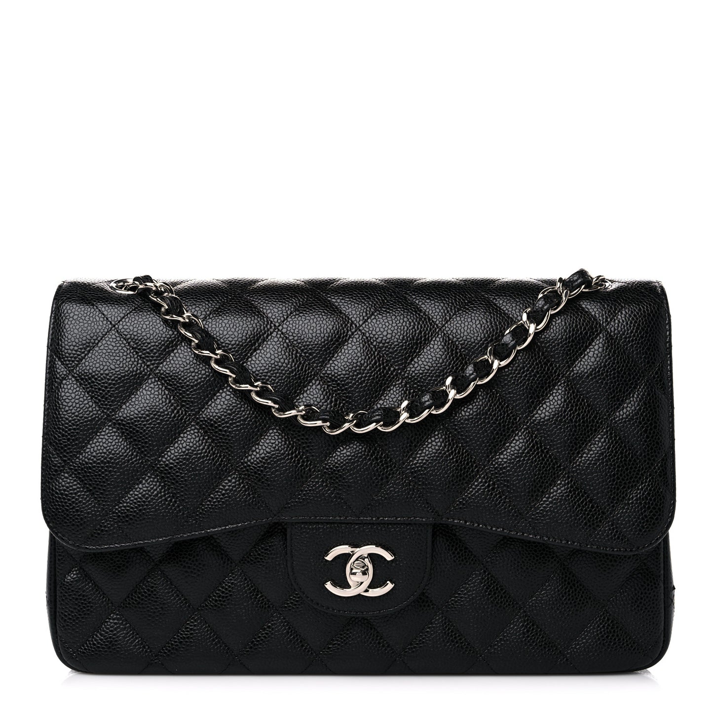 Caviar Quilted Jumbo Double Flap Black