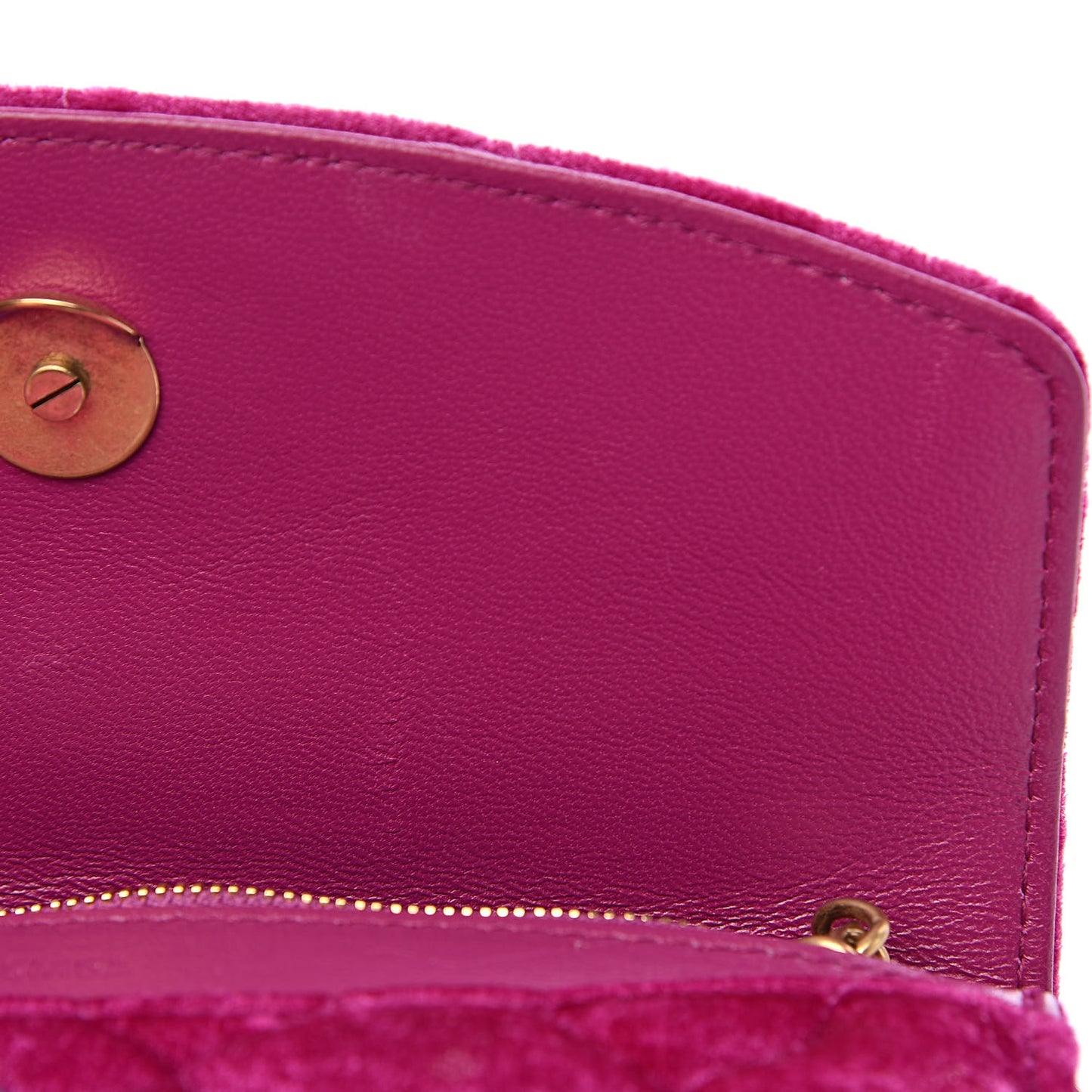 Crushed Velvet Crystal Mattress Quilted BB Wallet On Chain Fuchsia